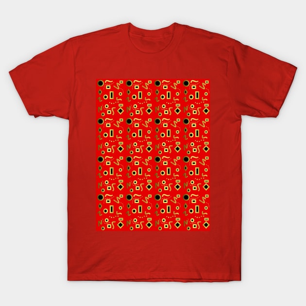 RED And Gold Geometric Shapes T-Shirt by SartorisArt1